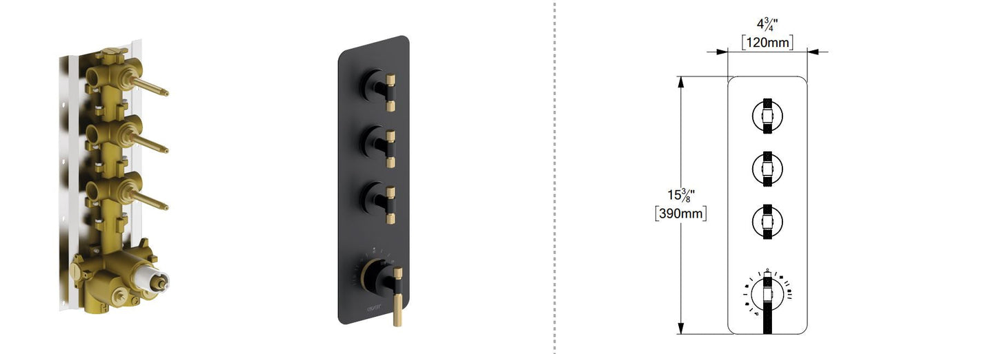 Tenzo BEALLACIO-F EXTANZA Thermostatic 3 Function Valve