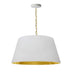 Dainolite 1 Light Brynn Medium Pendant, White/Gold Shade, Aged Brass - Renoz