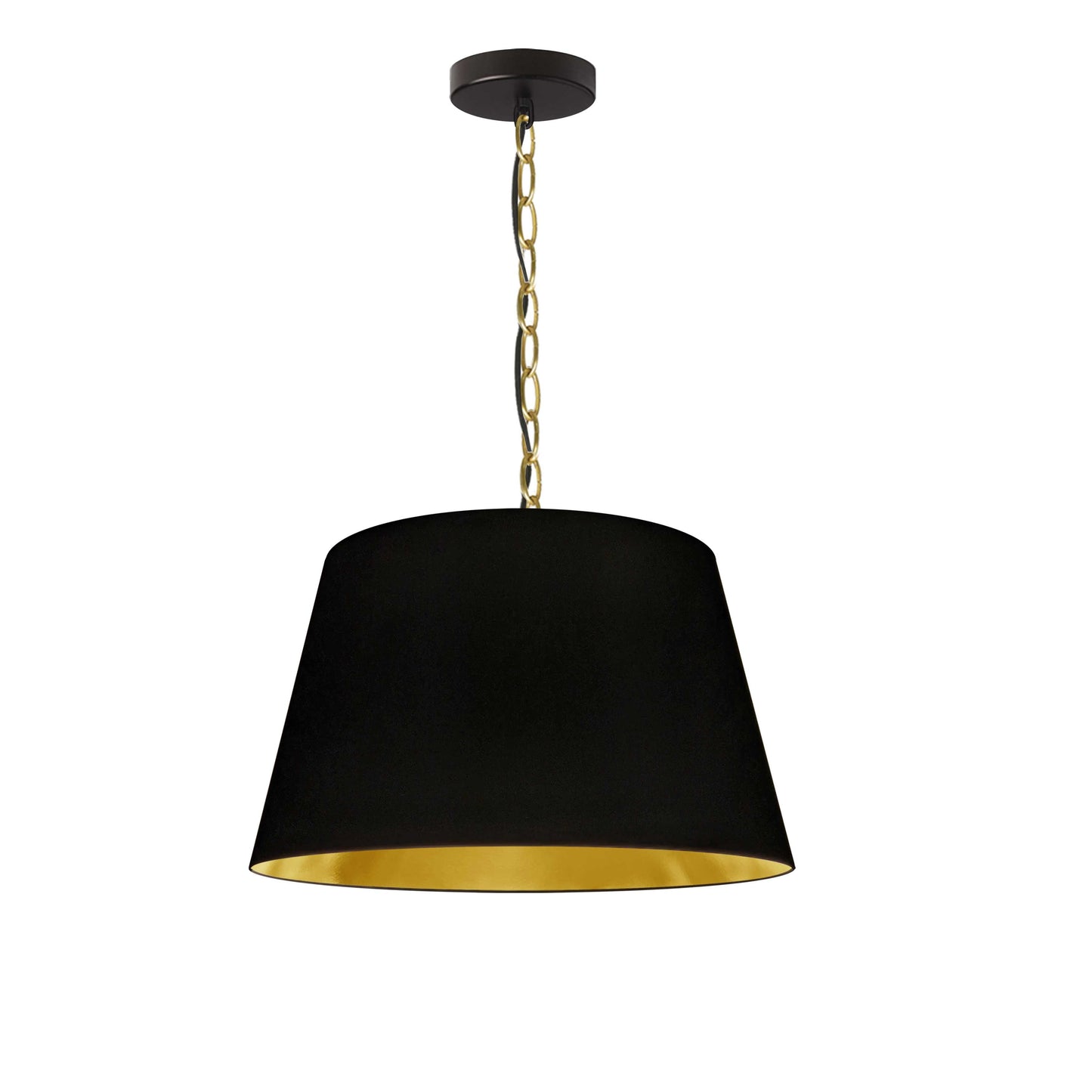 Dainolite 1 Light Brynn Small Pendant, Black/Gold Shade, Aged Brass - Renoz