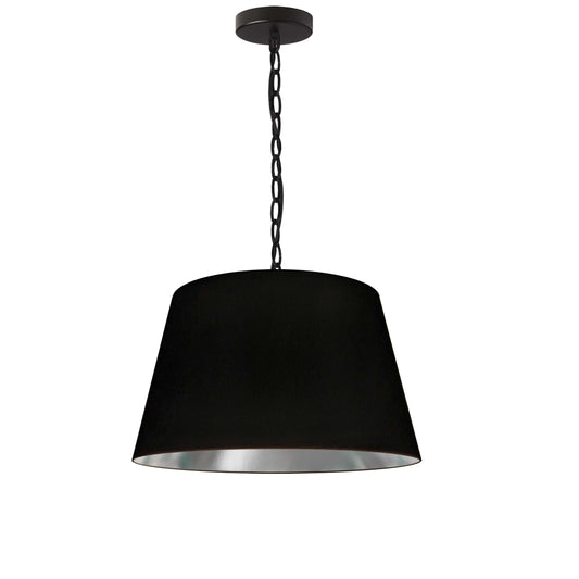 Dainolite 1 Light Brynn Small Pendant, Black/Silver Shade, Black - Renoz