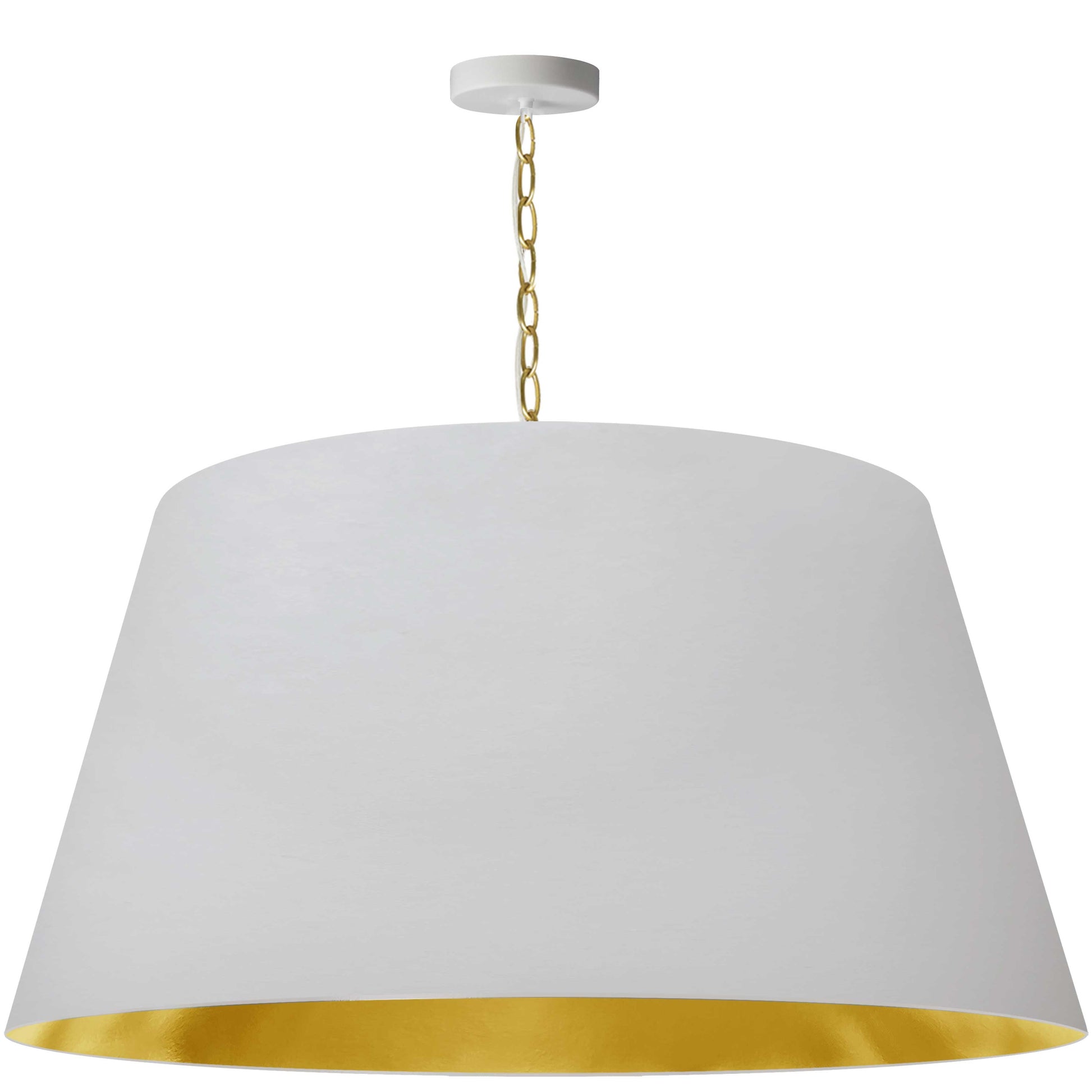 Dainolite 1 Light Brynn Extra Large Pendant, White/Gold Shade, Aged Brass - Renoz