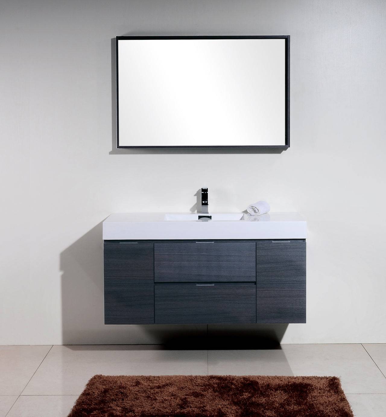 Kube Bath Bliss 48" Wall Mount / Wall Hung Modern Bathroom Vanity With 2 Drawers And 2 Doors Acrylic Countertop - Renoz