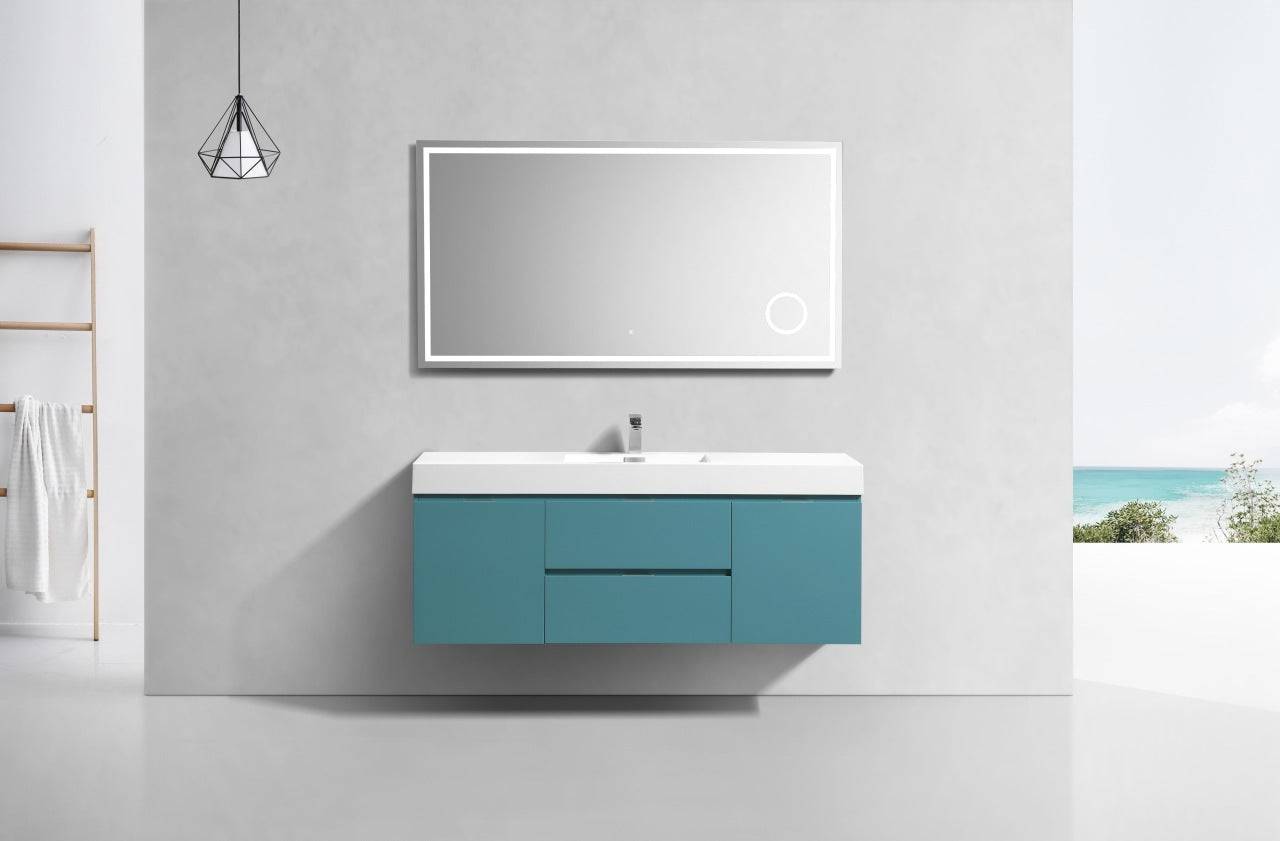 Kube Bath Bliss 60" Wall Mount / Wall Hung Modern Single Sink Bathroom Vanity With 2 Drawers And 2 Doors Acrylic Countertop - Renoz