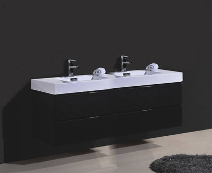 Kube Bath Bliss 80" Wall Mount / Wall Hung Modern Double Sink Bathroom Vanity With 4 Drawers Acrylic Countertop