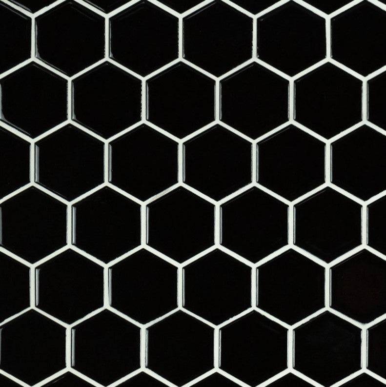 MSI Backsplash and Wall Tile Black 2" x 2" Hexagon Glossy - Renoz