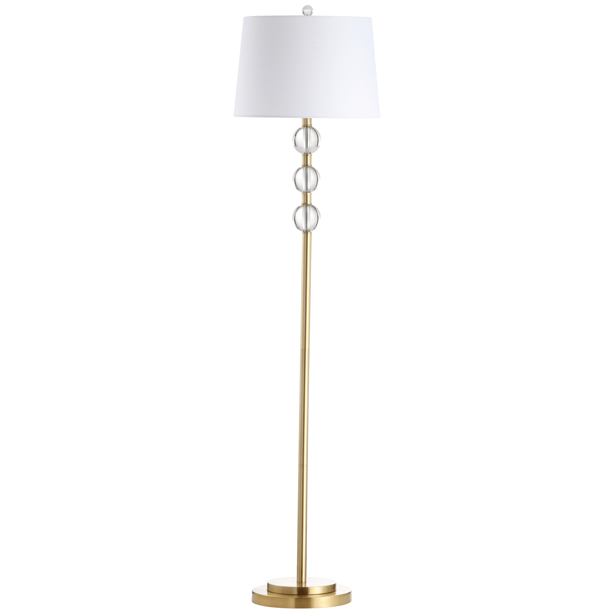 Dainolite 1 Light Incandescent Crystal Floor Lamp, Aged Brass with White Shade - Renoz