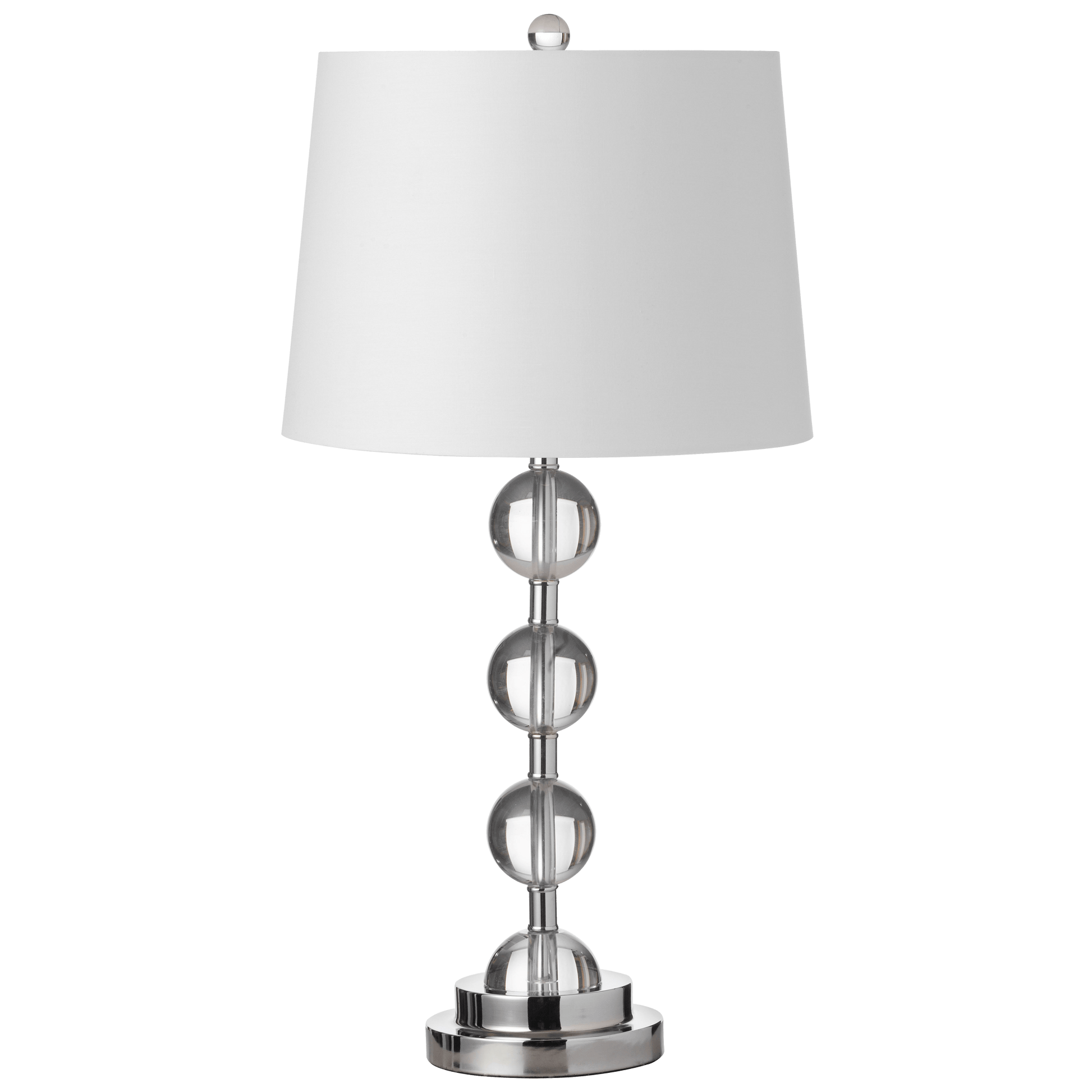 Dainolite 1 Light Incandescent Crystal Table Lamp Polished Chrome Finish with White Shade - Renoz