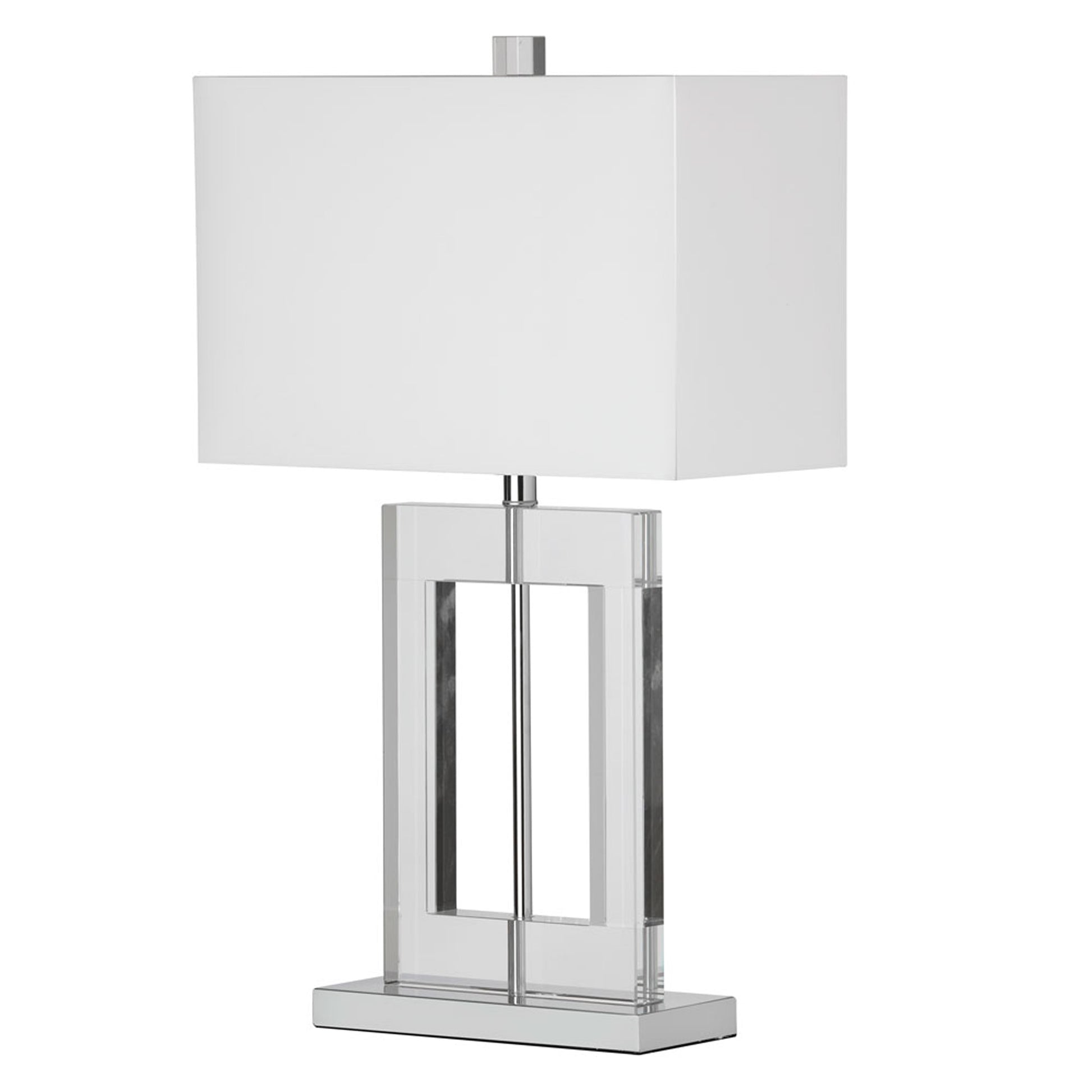 Dainolite 1 Light Crystal Table Lamp, Polished Chrome, White Shade - Renoz