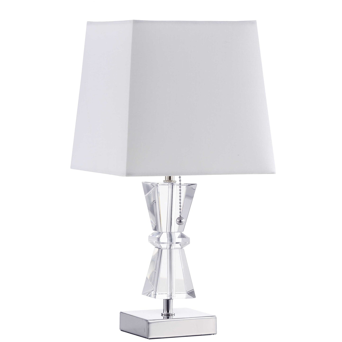 Dainolite 1 Light Incandescent Crystal Table Lamp Polished Chrome Finish Rolled Edge Top and Bottom - Renoz