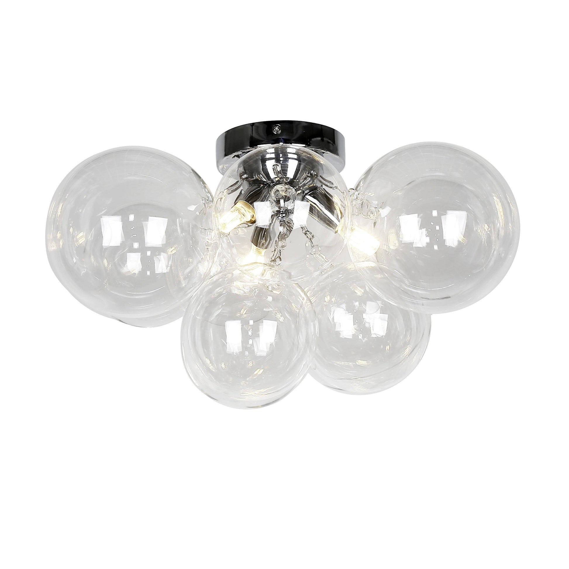 Dainolite 3 Light Halogen Flush Mount, Polished Chrome with Clear Glass - Renoz