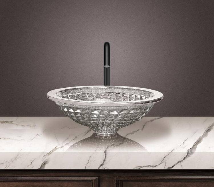 Bagno Italia 16.33" Corallo Crystal Bathroom Sink Vessel - Renoz