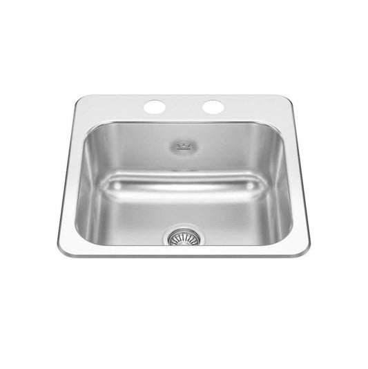 Kindred Creemore 15" x 15" Drop-in Single Bowl 2-Hole Stainless Steel Kitchen Sink - Renoz