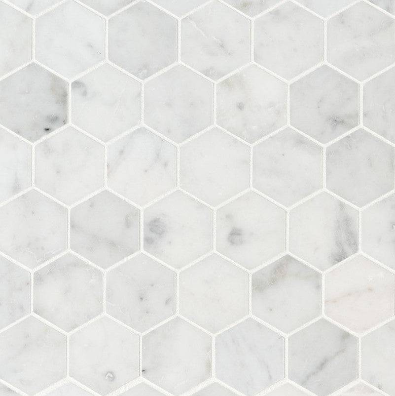 MSI Backsplash and Wall Tile Carrara White 2" x 2" Hexagon Honed - Renoz