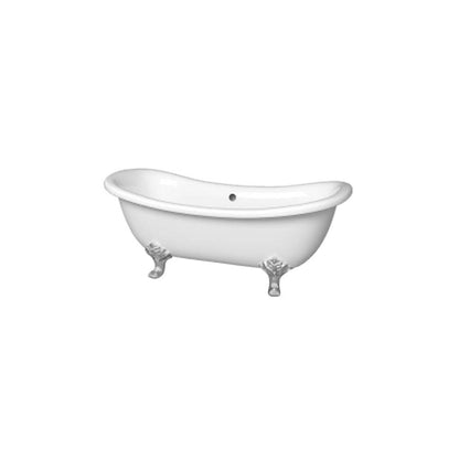 Slik Portfolio Bathtub Harrogate Cast Iron White With Rivets Finish 66.75" x 30.13" x 26.56" - Renoz