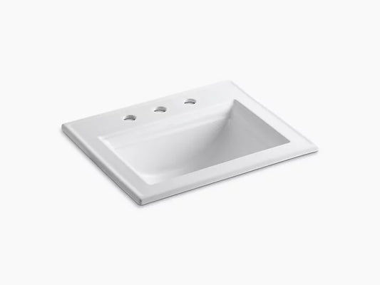 Kohler Memoirs Stately Drop-In Bathroom Sink With 8" Widespread Faucet Holes - White