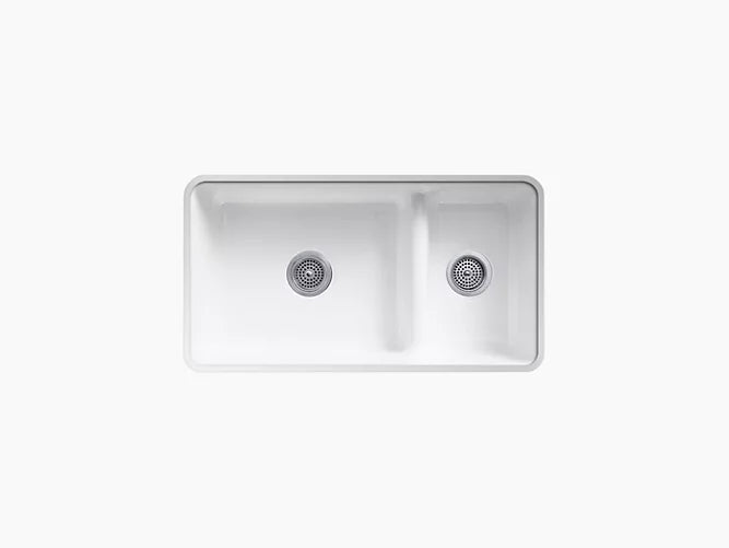 Kohler - Iron/Tones Smart Divide Top-Mount/Undermount Large/Medium Kitchen Sink 33" X 18-3/4" X 9-5/8"