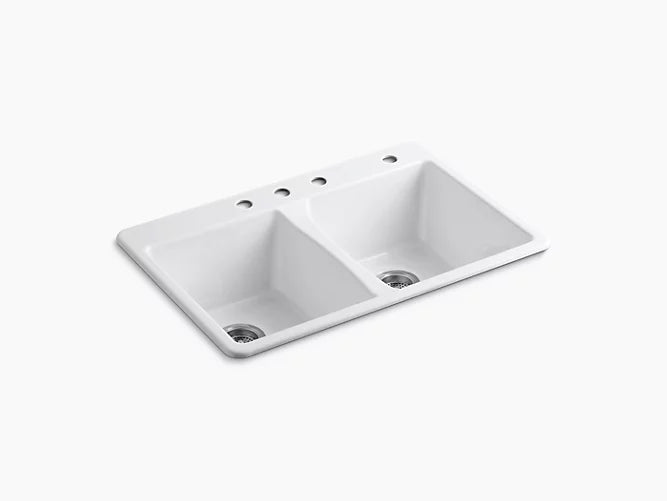 Kohler Deerfield Four Holes Top-Mount Double-Equal Kitchen Sink 33" X 22" X 9-5/8"