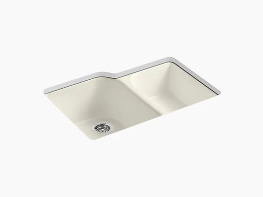 Kohler - Executive Chef Undermount Large/Medium, High/Low Double-Bowl Kitchen Sink With 4 Oversize Faucet Holes 33" X 22" X 10-5/8"