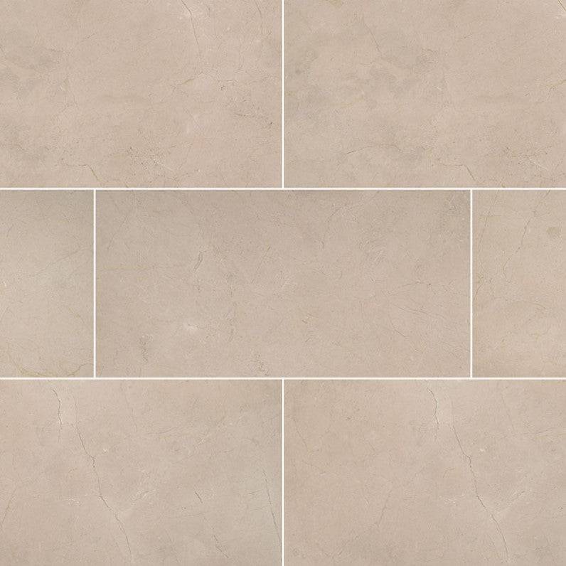 MSI Crema Marfil Classic Honed Marble Tile 12" x 24" - Renoz