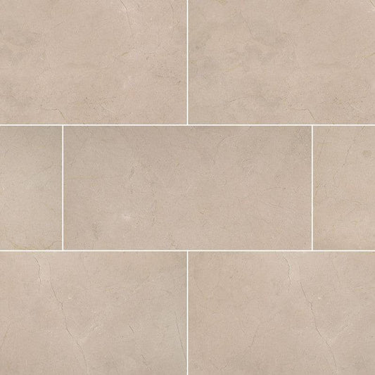 MSI Crema Marfil Classic Honed Marble Tile 12" x 24" - Renoz