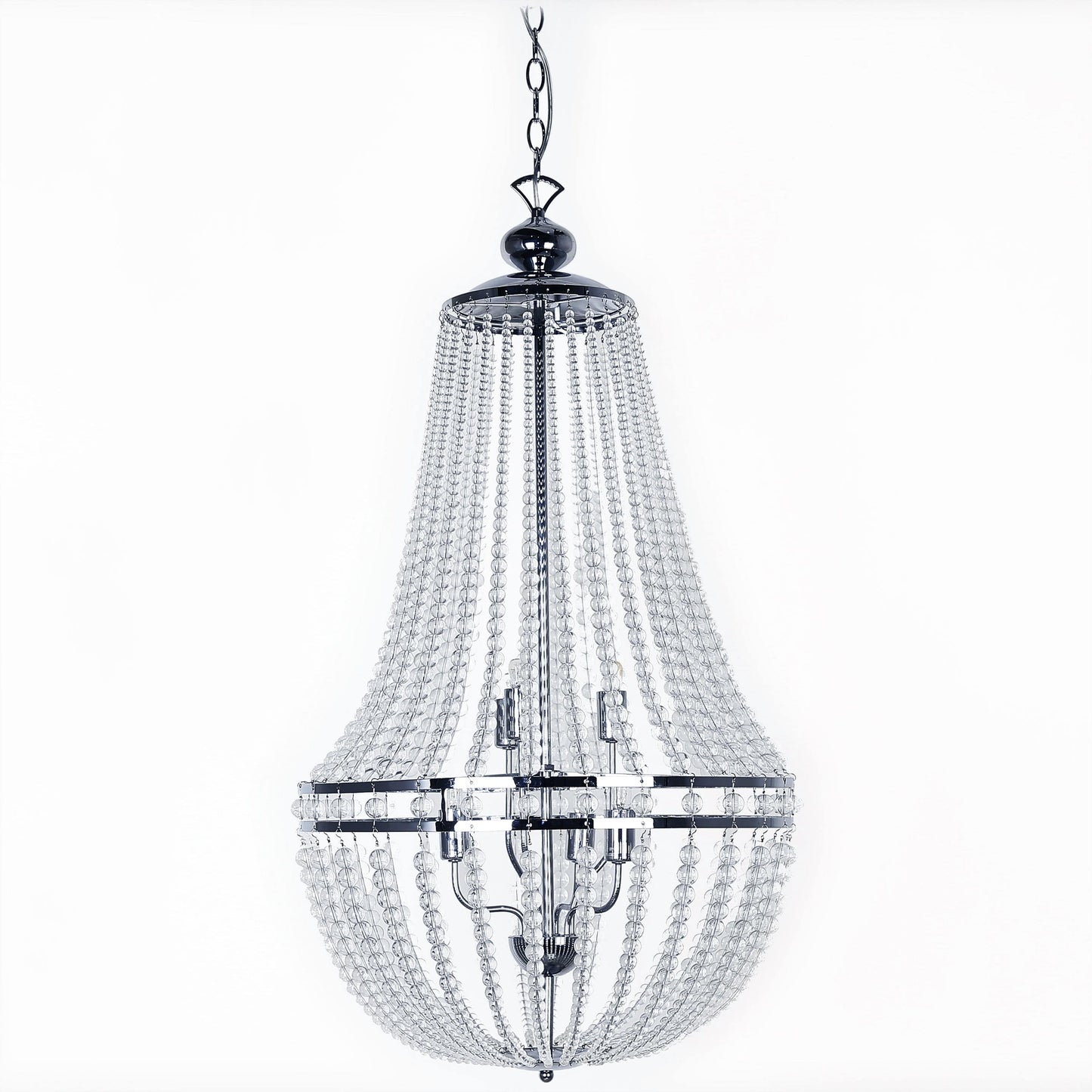 Dainolite 6-Light Incandescent Chandelier in Polished Chrome Finish with Clear Glass Beads - Renoz