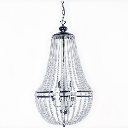 Dainolite 6-Light Incandescent Chandelier in Polished Chrome Finish with Clear Glass Beads - Renoz