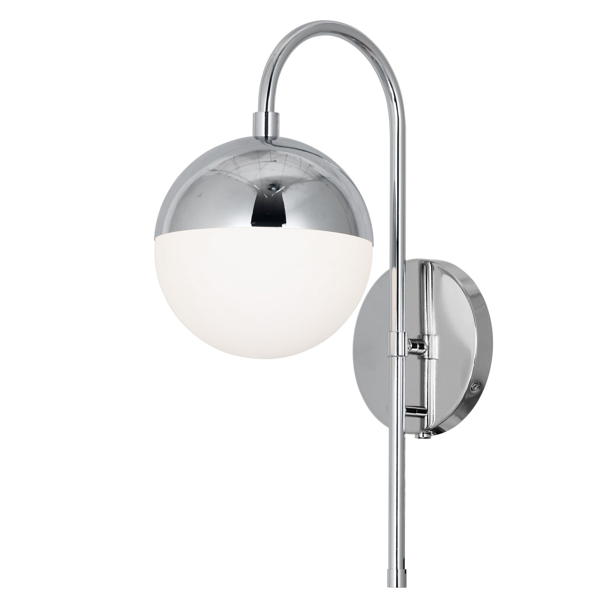 Dainolite 1 Light Halogen Wall Sconce, Polished Chrome with White Glass, Hardwire and Plug-In - Renoz