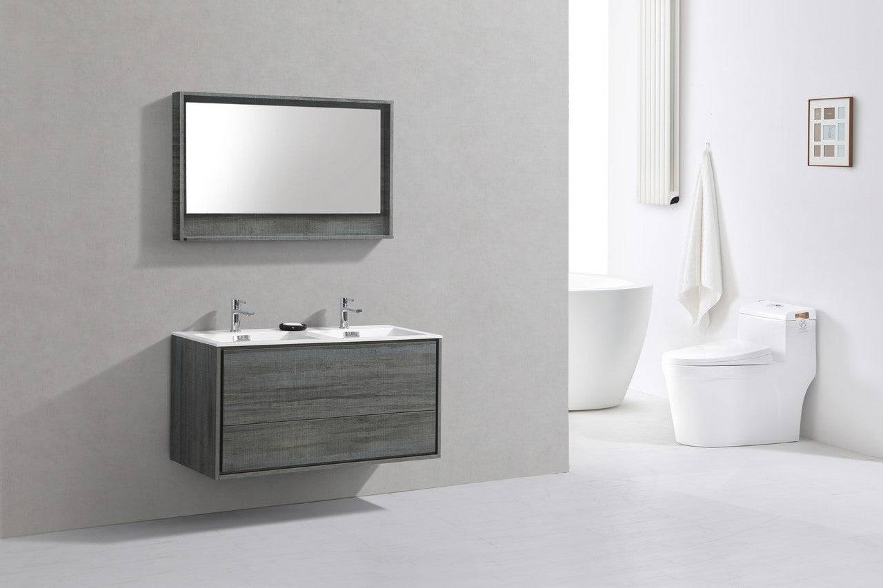 Kube Bath De Lusso 48" Wall Mount / Wall Hung Modern Double Sink Bathroom Vanity With 2 Drawers Acrylic Countertop DL48D - Renoz