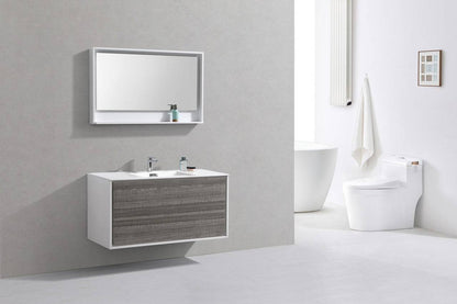 Kube Bath De Lusso 48" Wall Mount / Wall Hung Modern Single Sink Bathroom Vanity With 2 Drawers Acrylic Countertop DL48S