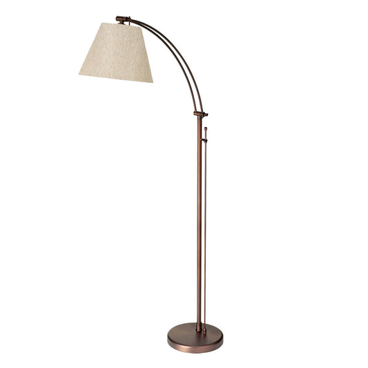 Dainolite Adjustable Floor Lamp, Oil Brushed Bronze, Flax Empire Shade, Rotary Dimmer Switch - Renoz