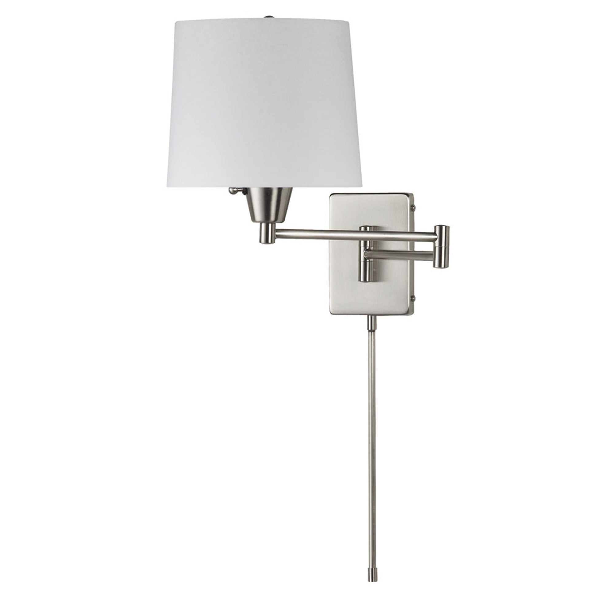 Dainolite Swing Arm Wall Lamp, Satin Chrome, White Linen Shade 195F - Renoz