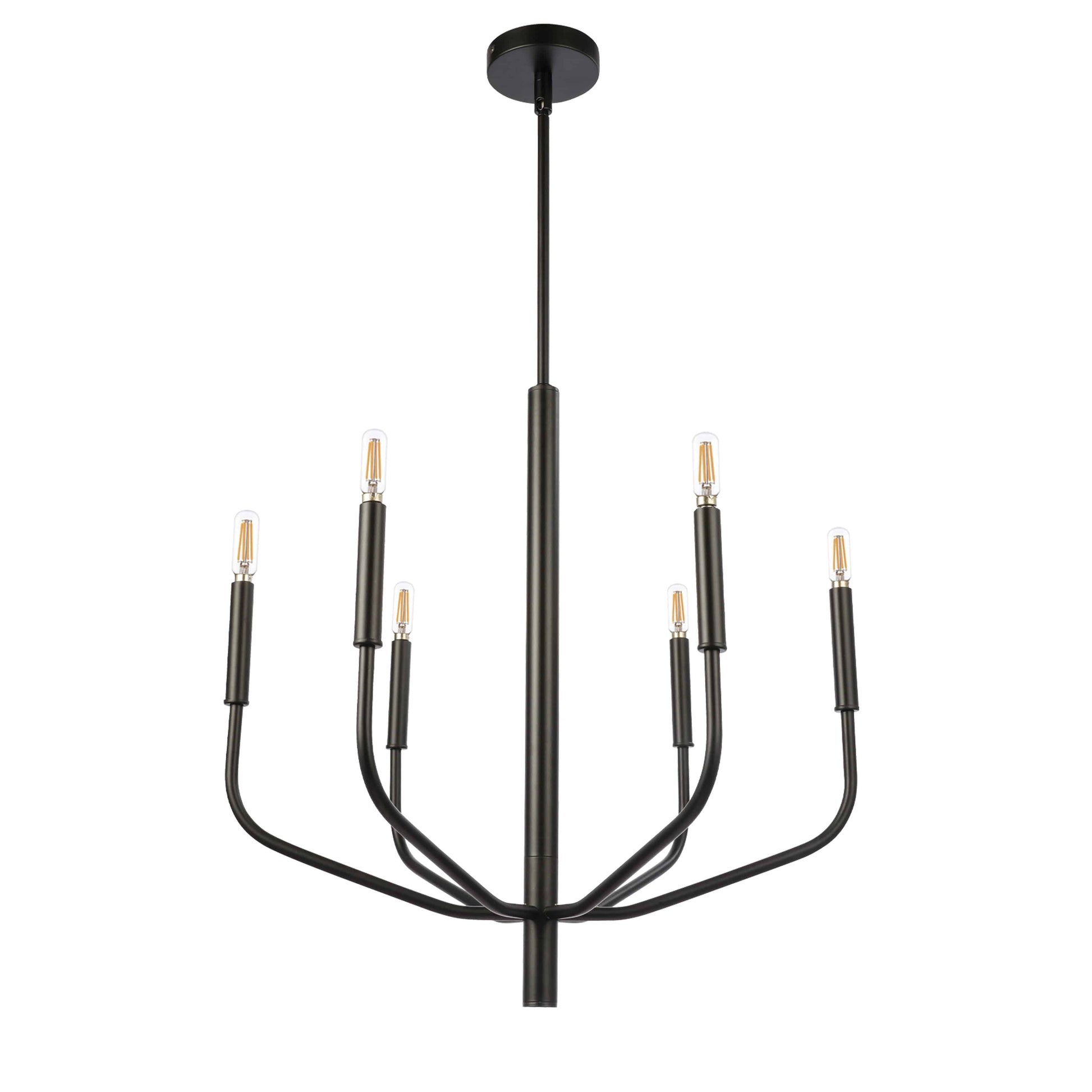 Dainolite 6 Light Incandescent Chandelier, Matte Black - Renoz