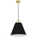 Dainolite 1 Light Emperor Pendant Aged Brass with Black Shade - Renoz