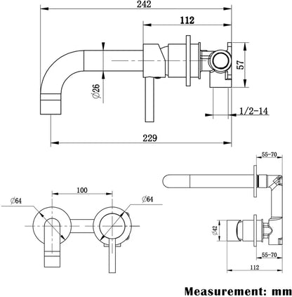 Kodaen Elegante Wallmount Bathroom Faucet F14104