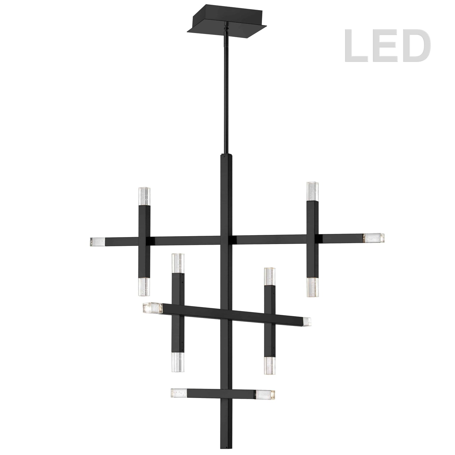 Dainolite 56W Matte Black Chandelier w/ Acrylic Diffuser - Renoz