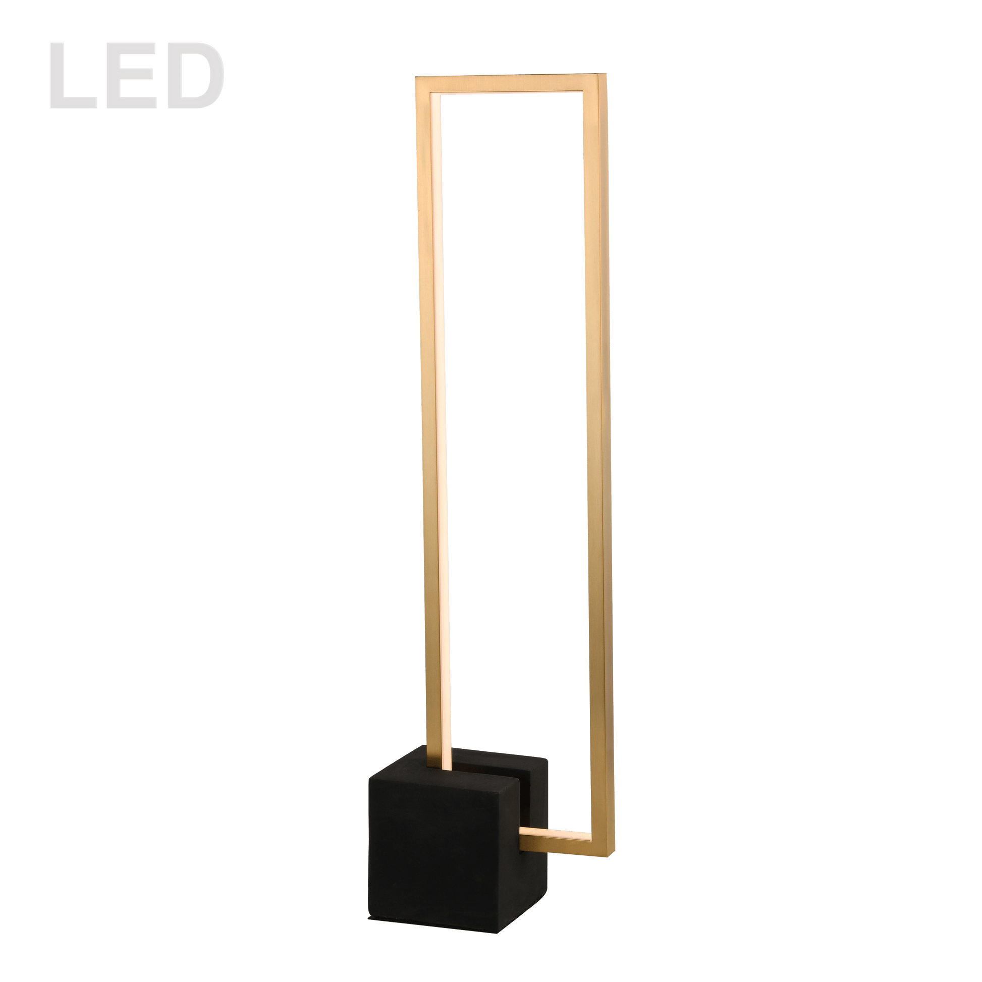 Dainolite 21.6W LED Table Lamp, Aged Brass with Matte Black Concrete Base - Renoz