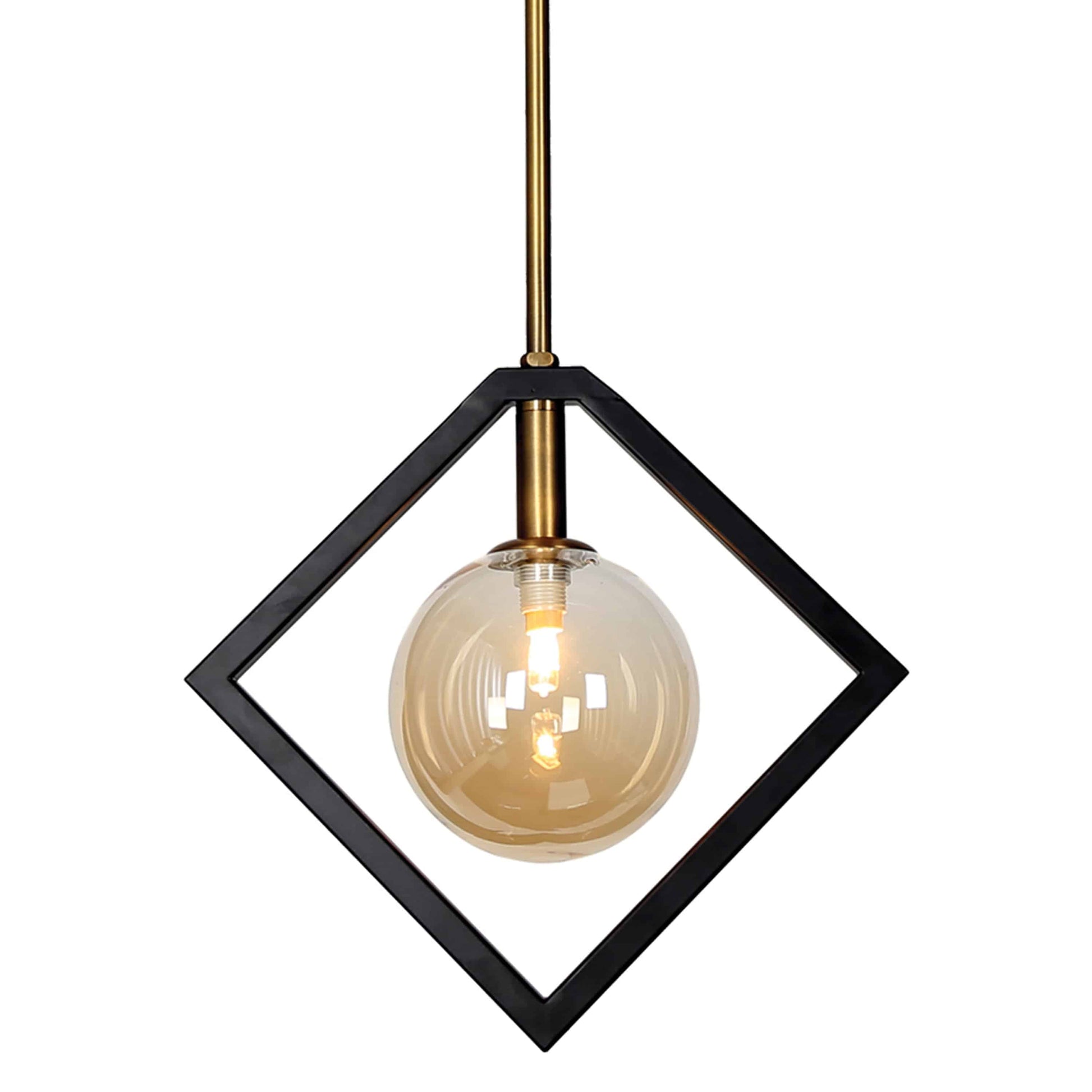 Dainolite 1 Light Pendant, Matte Black & Vintage Bronze Finish, Champagne Glass - Renoz