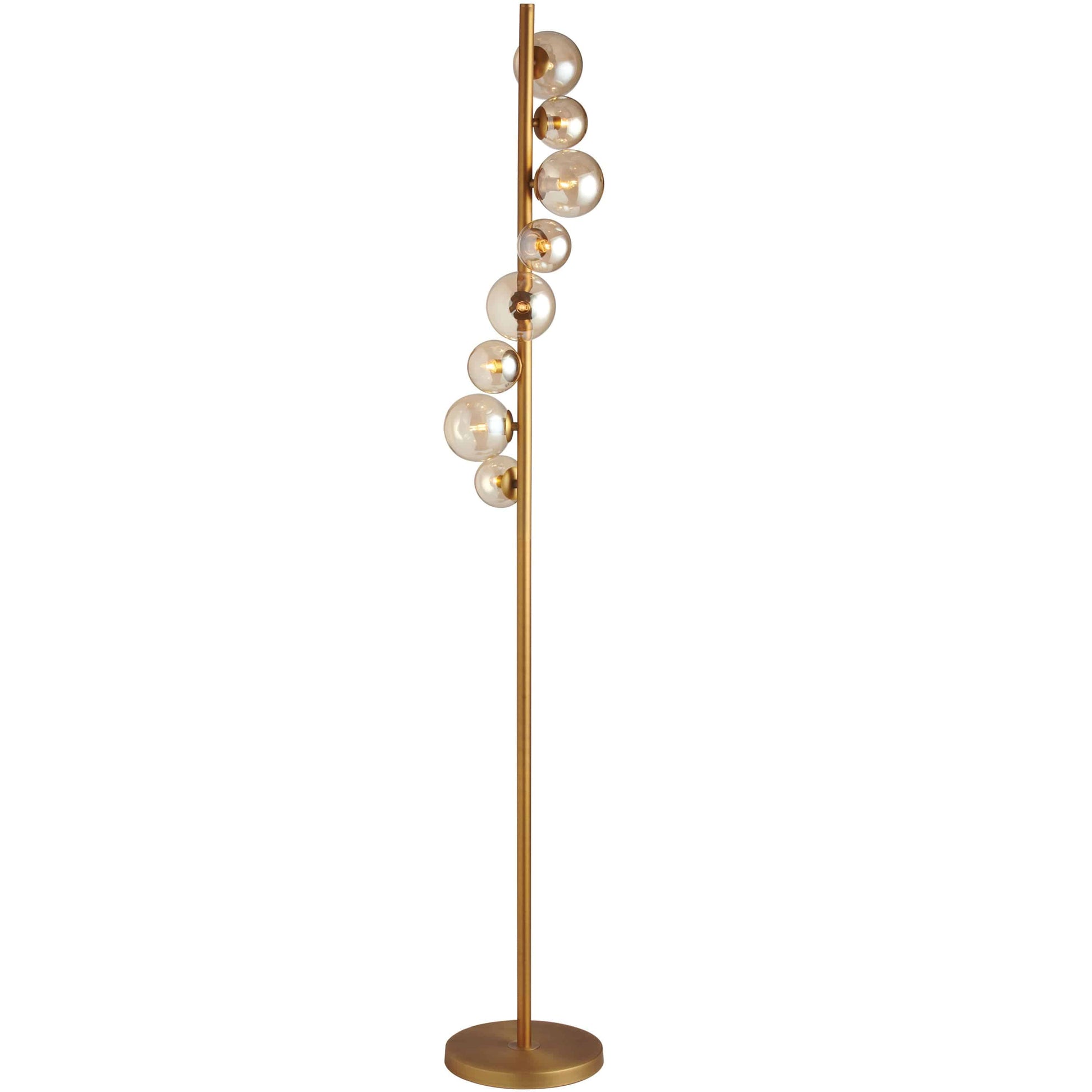 Dainolite 8 Light Halogen Floor Lamp, Vintage Bronze Finish with Cognac Glass - Renoz