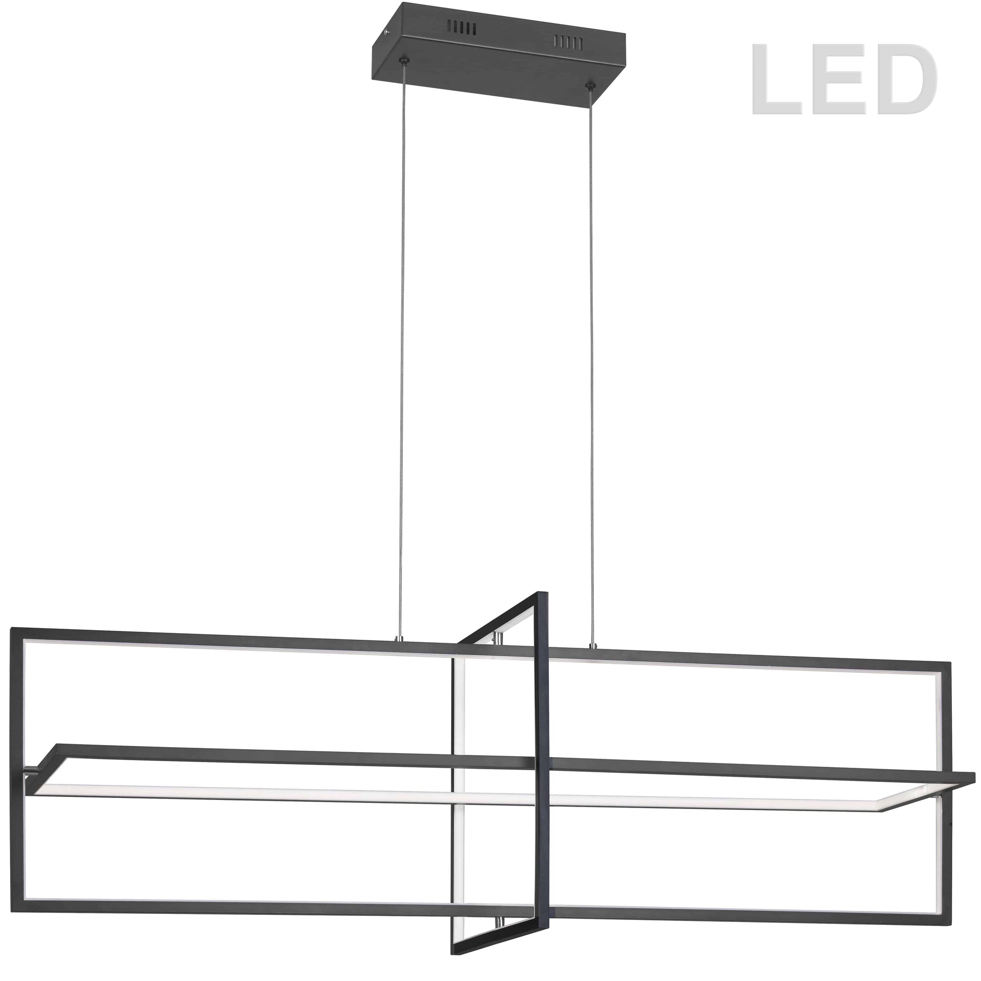 Dainolite 55W Horizontal Matte Black Chandelier w/ White Acrylic Diffuser - Renoz