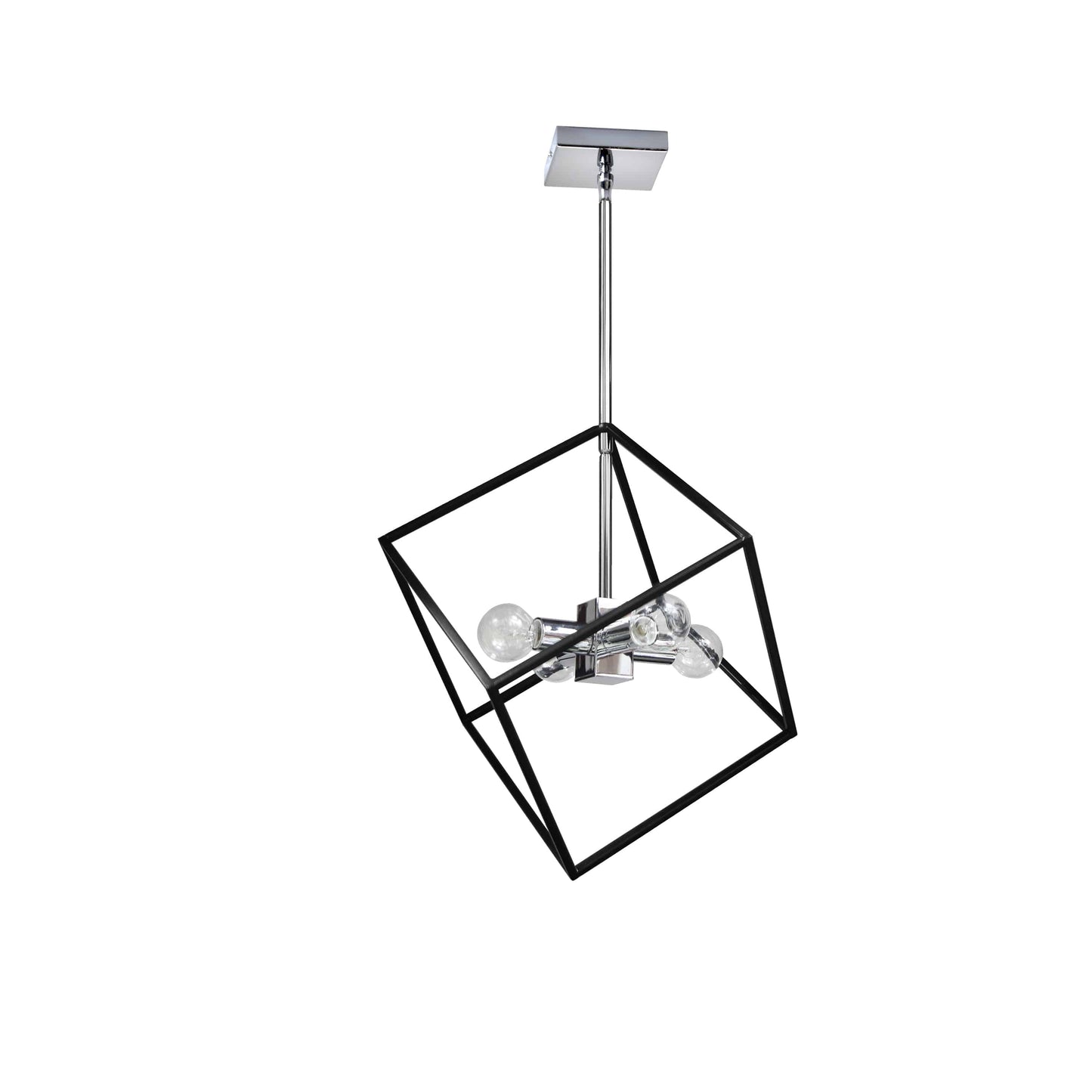 Dainolite 4 Light Pendant, Polished Chrome/Matte Black Finish - Renoz