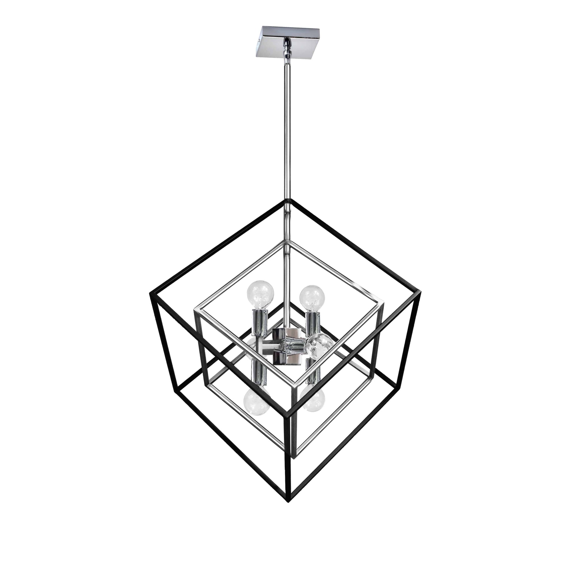 Dainolite 6 Light Pendant, Polished Chrome/Matte Black Finish - Renoz