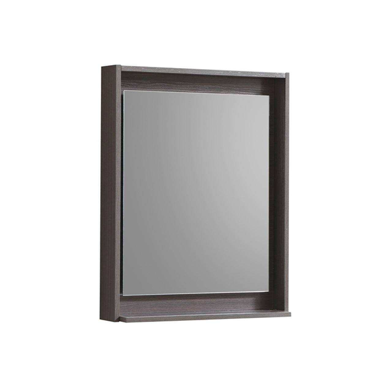 Kube Bath 24" Wide Bathroom Mirror With Shelf – Gray Oak - Renoz