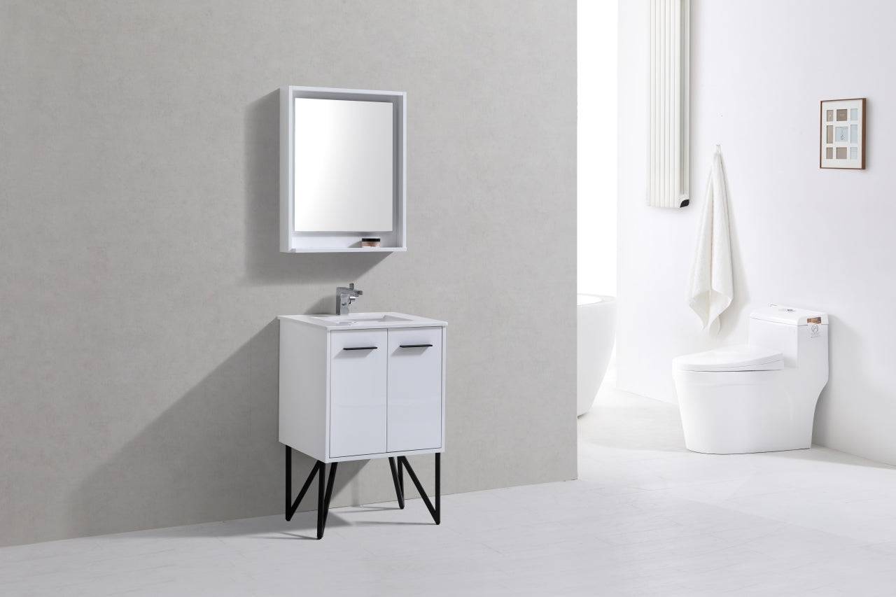 Kube Bath Bosco 24" Modern Bathroom Vanity With White Quartz Countertop and 2 Doors KB24 - Renoz