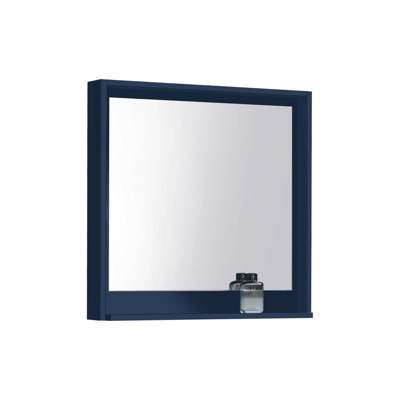 Kube Bath 30″ Wide Mirror W/ Shelf – Gloss Blue - Renoz