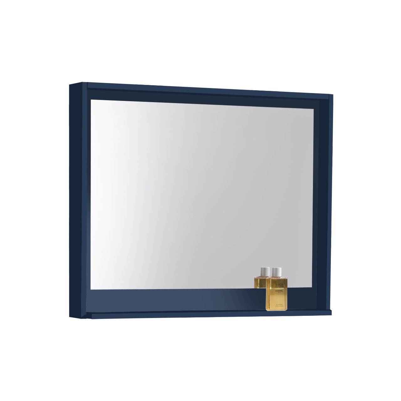 Kube Bath 40″ Wide Mirror W/ Shelf – Gloss Blue - Renoz