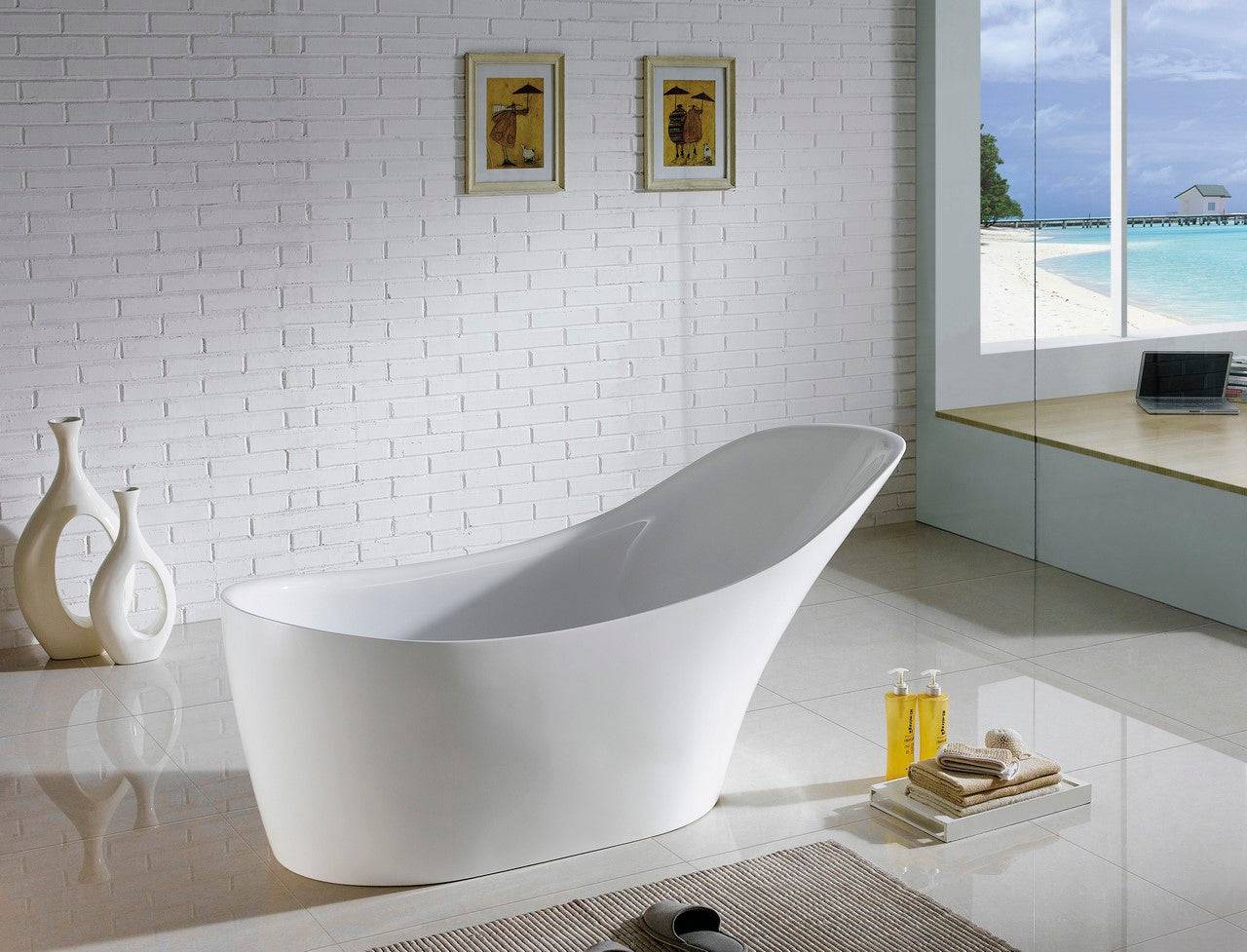 Kube Bath Victorian 68" x 28.8" x 31.3" Free Standing Bathtub - Renoz