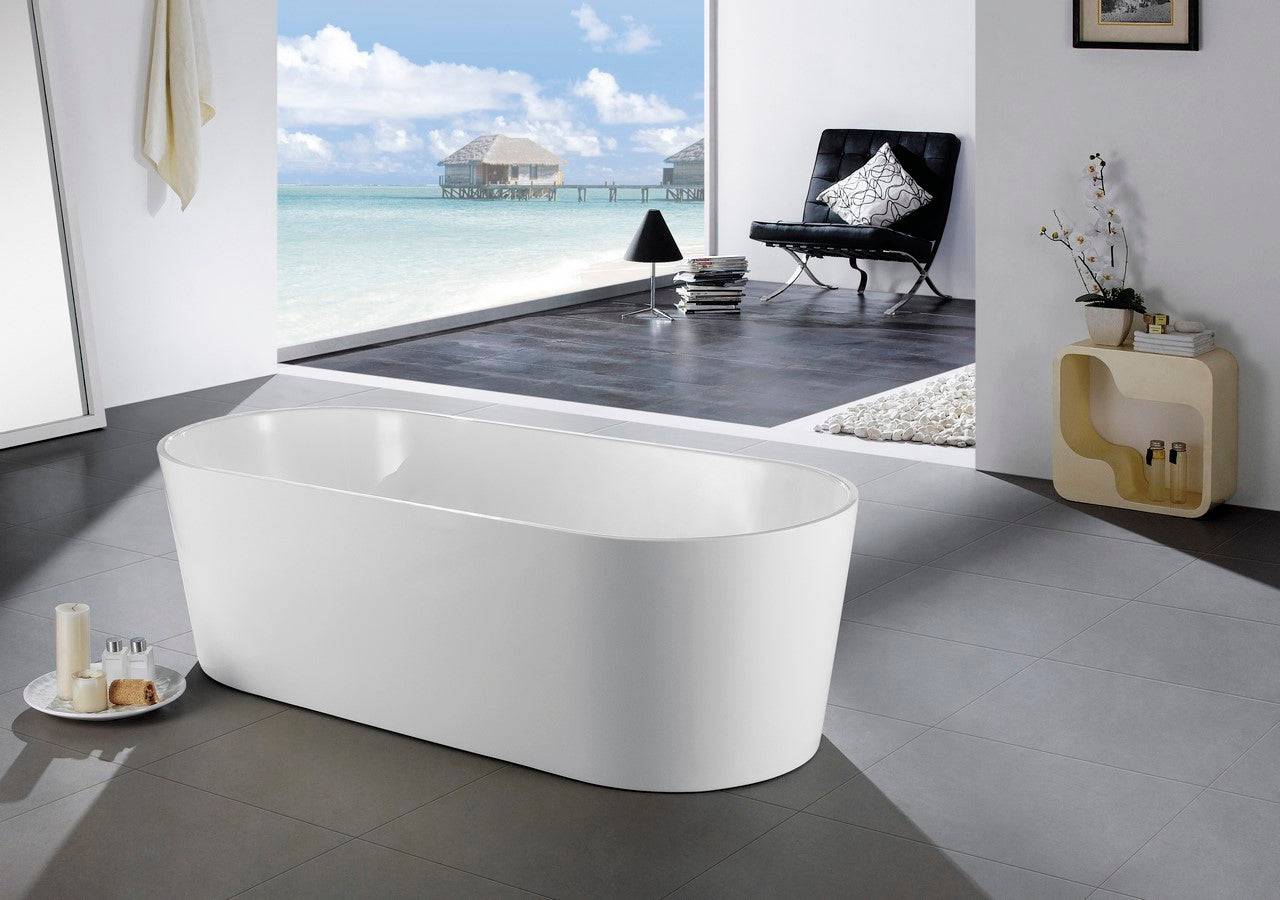 Kube Bath Ovale 66.2" x 31.6" x 22.5" Free Standing Bathtub - Renoz