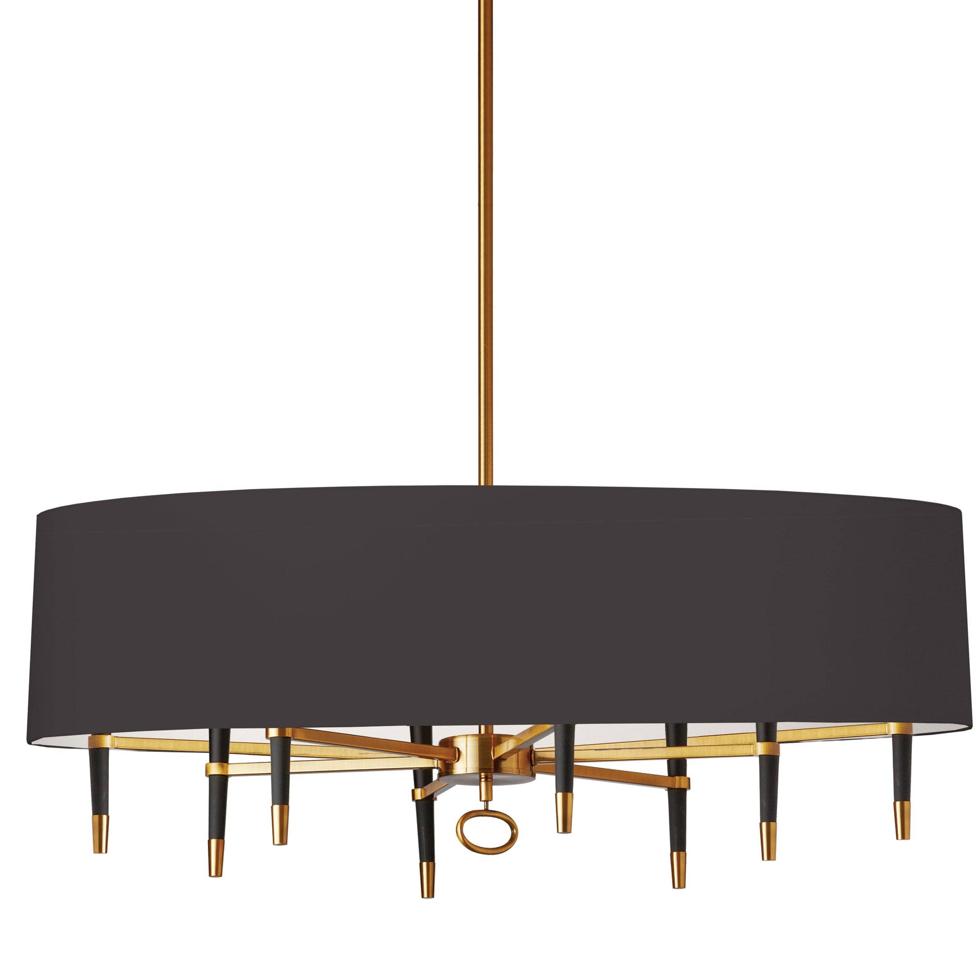 Dainolite 8 Light Incandescent Horizontal Chandelier, Vintage Bronze, Black Shade - Renoz