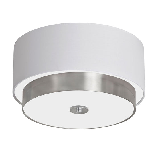 Dainolite 14 inch Flush Mount Satin Chrome Finish with White Shade - Renoz