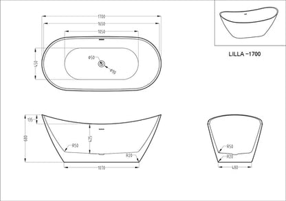 Kodaen Lilia One Piece Freestanding Bathtub